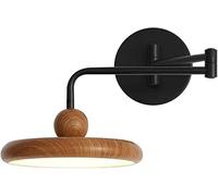 FYMLP Bedside Wall Mount Lights Modern Adjustable Swing Arm Wall Sconce Nordic Retro Iron Dimmable Wall Lamps for Bedroom Reading Study(Wood)