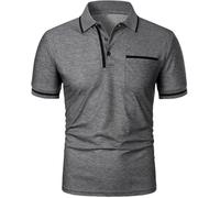 FYMLP Mens Black Lightweight Golf Polo Shirt Summer Breathable Beach Vacation Short Sleeve(Dark Gray,L)