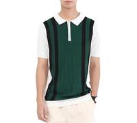 FYMLP Mens Casual Knit Polo Shirt Lightweight Pullover Short Sleeve for Workout Everyday Wear(Green,XL)