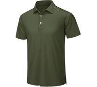 FYMLP Mens Summer Casual Breathable Polo Shirt Lightweight Slim Fit Workout Short Sleeve(Dark Green,XL)