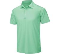 FYMLP Mens Summer Casual Breathable Polo Shirt Lightweight Slim Fit Workout Short Sleeve(Light Green,L)