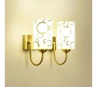 FYMLP Mid Century Bedside Wall Sconces Modern Cylindrical Glass Shade Wall Light Gold Brass Hardwired Wall Lamps for Bathroom Living Room Hallway(26cm)
