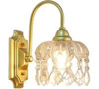 FYMLP Mid Century Retro Wall Lamps Modern Gold Iron Wall Lighting Luxury Crystal Glass Lampshade for Bedroom Living Room Dinning Room
