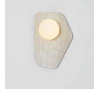 FYMLP Minimalist Bedside Wall Light Nordic Irregular Stone Wall Sconces Modern Mini Globe Glass Shade Wall Lamps for Bedroom Living Room Hallway(White)