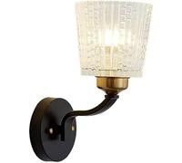 FYMLP Modern American Style Wall Sconces Simple Black Iron Wall Lamps Nordic Glass Shade Wall Light for Bedroom Bathroom Mirror Hallway E14/E12 Sockets