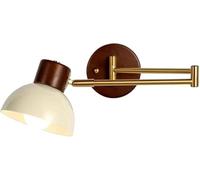 FYMLP Modern Industrial Iron Wall Lamps European Style Bedside Wood Wall Sconce Vintage Swing Arm Adjustable Reading Lights for Bedroom Study