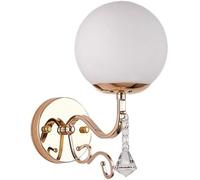 FYMLP Nordic Bedside Wall Lamps Modern White Globe Glass Shade Wall Sconces Retro Gold Iron Wall Light for Hallway Bedroom Doorway