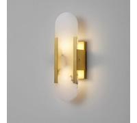 FYMLP Nordic Retro Wall Lamps Natural Marble Wall Sconces with Full Copper Base Postmodern Bathroom Vanity Wall Light for Bedroom Living Room Hallway(Gold)