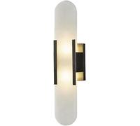 FYMLP Nordic Retro Wall Lamps Natural Marble Wall Sconces with Full Copper Base Postmodern Bathroom Vanity Wall Light for Bedroom Living Room Hallway(Dark)