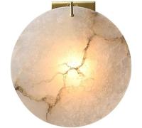 FYMLP Nordic Retro Wall Lamps Round Natural Marble Wall Sconces with Brass Base E14/E12 Sockets Wall Light for Bedroom Living Room Dinning Room