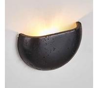FYMLP Nordic Vanity Wall Lighting Japanese Style Semi Circle Wall Sconce Natural Black Travertine Wall Mounted Lamp for Bedroom Living Room Dinning Room