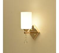 FYMLP Simple Bedside Wall Sconces Modern Cylindrical White Glass Shade Wall Light American Style Iron Wall Lamps for Bathroom Living Room Hallway