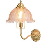 FYMLP Vintage Industrial Brass Wall Lamp Mid Century Living Room Wall Sconce Modern Creative Crackle Glass Shade Wall Light for Bedroom Dining Room Corridor