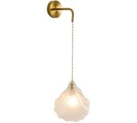FYMLP Wall Sconces Set of Two Nordic Retro Shell Shape Glass Shade Wall Lamps Bedside Adjustable Cord Wall Light for Living Room Hallway(1PACK)