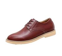 FYMLP Zapatos Formales Italianos Cuero Transpirable Antideslizantes for Hombre, Estilo Oxford Vintage con Cordones for Trabajar.(Rouge,44 EU)