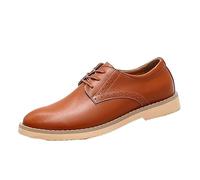 FYMLP Zapatos Formales Italianos Cuero Transpirable Antideslizantes for Hombre, Estilo Oxford Vintage con Cordones for Trabajar.(Yellow,37 EU)