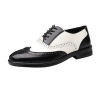 FYMLP Zapatos Oxford clásicos Cuero Bicolor con Cordones for Hombre, Estilo británico, Transpirables y cómodos.(Noir,38 EU)