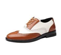 FYMLP Zapatos Oxford clásicos Cuero Bicolor con Cordones for Hombre, Estilo británico, Transpirables y cómodos.(Brown,44 EU)