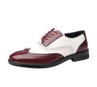 FYMLP Zapatos Oxford clásicos Cuero Bicolor con Cordones for Hombre, Estilo británico, Transpirables y cómodos.(Rouge,39 EU)