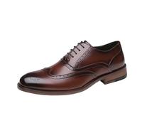 FYMLP Zapatos Oxford Informales con Cordones y Punta Puntiaguda for Hombre, Zapatos Vestir Negocios Italianos Lujo, Transpirables(Brown,44.5 EU)