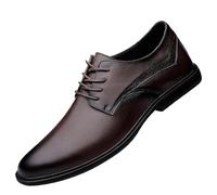 FYMLP Zapatos Oxford Italianos Cuero con Cordones y Punta Puntiaguda for Baile graduación, caña Baja y Formales, Antideslizantes.(Brown,42 EU)