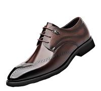 FYMLP Zapatos Oxford Italianos Marrones Vestir for Hombre, Cuero Lujo, con Cordones, Formales, Transpirables, for Boda, clásicos, Aumento Altura, Informales for Negocios