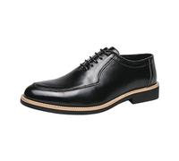 FYMLP Zapatos Vestir con Cordones for Hombre, Cuero Lujo, Punta Puntiaguda, Informales, tacón Cuadrado, for Baile graduación y Formales.(Noir,41 EU)