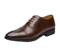 FYMLP Zapatos Vestir Cuero Italiano for Hombre, con Cordones y Punta Puntiaguda, Formales, Transpirables, Informales, Negocios(Brown,40 EU)