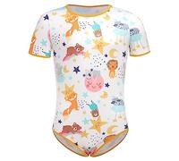 FYMNSI ABDL Body Hombres Hombres Body de Manga Corta Camiseta Interior Botones a Presión en la entrepierna Caricatura Impreso Ropa Interior, Animal, L