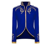 FYMNSI Disfraz de príncipe blazer gótico steampunk abrigo hombres esmoquin traje festivo medieval victoriano retro chaqueta, azul cobalto, M