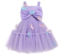 FYMNSI Vestido de fiesta de cumpleaños para niña, vestido de princesa, vestido de tul, mariposa/fresa, vestido festivo, sesión de fotos, vestido de verano, morado, 12-18 Months
