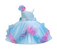 FYMNSI Vestido de niña de flores para niños, vestido de fiesta de cumpleaños, lentejuelas, tul, princesa, vestido festivo, vestido de fiesta, boda, dama de honor, vestido de noche, azul, 18-24 meses