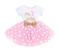 FYMNSI Vestido para bebé o niña pequeña de 1º, 2º o 3º cumpleaños, de algodón, mangas cortas, tutú, de tul, princesa, para fiesta, sesión de fotos, conjunto, 3 Años