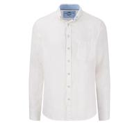 FYNCH-HATTON Camisa de lino para hombre con cuello abotonado, Blanco, XXL