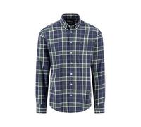 FYNCH-HATTON Camisa de algodón a cuadros verde y azul con cuello abotonado, azul marino, 3XL