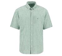 Fynch Hatton Camisa Lino Hombre Manga Corta Casual Regular Verde Blanca