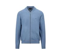 FYNCH-HATTON Cárdigan de algodón con cremallera y cuello de béisbol, azul, XL
