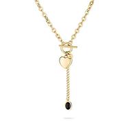 FYNCH-HATTON Collar con colgante de corazón y cabujón de acero inoxidable
