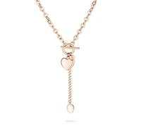 FYNCH-HATTON Collar con colgante de corazón y cabujón de acero inoxidable, 45 cm, Acero inoxidable, Mother of Pearl