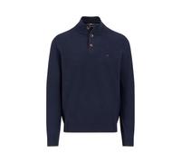 FYNCH-HATTON Jersey de algodón con botones y cuello alto, azul marino, L