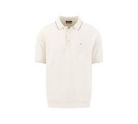 FYNCH-HATTON Polo de punto de mezcla de algodón y lino con cuello de contraste, New Offwhite, 3XL
