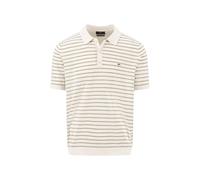 FYNCH-HATTON Polo de punto de mezcla de algodón y lino con estampado de rayas, New Offwhite, XXL