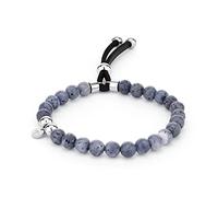 FYNCH-HATTON Pulsera de cuentas de piedra de acero inoxidable, 16 cm, Acero inoxidable, Blue Sponge Coral