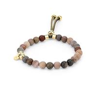 FYNCH-HATTON Pulsera de cuentas de piedra de acero inoxidable, 16 cm, Acero inoxidable, Jaspe paisina