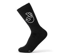 FYNGERS Calcetines deportivos y calcetines de tenis con marca a mano, algodón orgánico, suela acolchada, para hombre y mujer, tallas 36-45, Negro - OK, 41-45