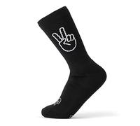 FYNGERS Calcetines deportivos y calcetines de tenis con marca a mano, algodón orgánico, suela acolchada, para hombre y mujer, tallas 36-45, Negro - Paz, 41-45