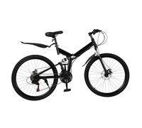FYNNDM Bicicleta de montaña 26 Pulgadas, de Acero al Carbono, Plegable, de 21 velocidades, con suspensión Total, para Adultos, con Freno de Disco Doble, Carga máxima de 150 kg,