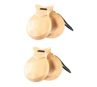 FYOBOT 1 Par de CastañUelas EspañOlas CastañUelas Flamencas con Cuerda CastañUelas de PercusióN Manual de Madera Tradicional (Color Madera)