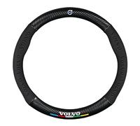 FYOBOT Funda Cubierta de Volante para Volvo V60 2013-2018 2015-2018 2018-, Antideslizante Transpirable,Confort Durabilidad Seguridad Rueda Funda Protector Interior Accesorios,O-Black