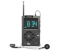 FYOBOT Mini Radio PortáTil de Bolsillo Am FM Receptor de Radio Digital Canal de BúSqueda AutomáTica Tarjeta TF Reproductor de MúSica MP3
